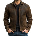 Men's Slim Fit Biker Jacket with Suede Finish & Zip Pockets — Finn