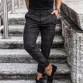 Men's Slim-Fit Plaid Trousers with Stretch Comfort & Tapered Ankle — Hugo