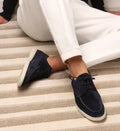 Men's Suede Lace-Up Loafers with Moc Toe Design — Harvey