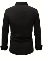 Men's Tailored Executive Shirt with Button-Front Closure & Slim Fit - Flat Lay Back Solid