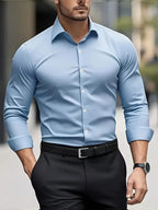 Men's Tailored Executive Shirt with Button-Front Closure & Slim Fit