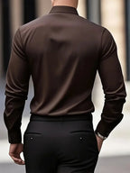 Men's Tailored Executive Shirt with Button-Front Closure & Slim Fit - Back Full Car Background
