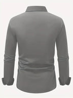 Men's Tailored Executive Shirt with Button-Front Closure & Slim Fit - Flat Lay Back Charcoal