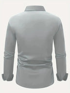 Men's Tailored Executive Shirt with Button-Front Closure & Slim Fit - Flat Lay Back Light