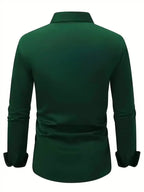 Men's Tailored Executive Shirt with Button-Front Closure & Slim Fit - Flat Lay Back Forest