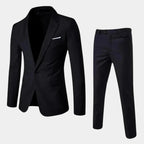 Black Men's Slim-Fit Two-Piece Suit with Notched Lapel