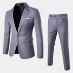 Grey Men's Slim-Fit Two-Piece Suit with Notched Lapel