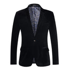Men's Tailored Velvet Tuxedo Jacket with Satin Lapel & Comfortable Fit - Front Velvet