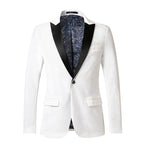 Men's Tailored Velvet Tuxedo Jacket with Satin Lapel & Comfortable Fit - Front White Tux