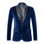 Men's Tailored Velvet Tuxedo Jacket with Satin Lapel & Comfortable Fit - Front Lapel