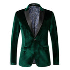Men's Tailored Velvet Tuxedo Jacket with Satin Lapel & Comfortable Fit - Front Satin Lapel