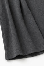 Grey Women's Turtleneck Pants Set with Wide-Leg Trousers in Brushed Knit — Meredith - Hem Detail