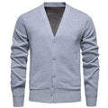 Men's V-Neck Cardigan with Button-Front Placket & Ribbed Cuffs — Fletcher