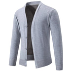 Men's V-Neck Cardigan with Button-Front Placket & Ribbed Cuffs