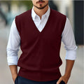 Men's Lightweight V-Neck Sweater Vest with Ribbed Trim — Dexter