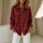 Burgundy Women's Vintage Plaid Shirt with Button-Front & Relaxed Fit