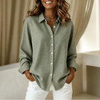 Green Matcha Women's Vintage Plaid Shirt with Button-Front & Relaxed Fit