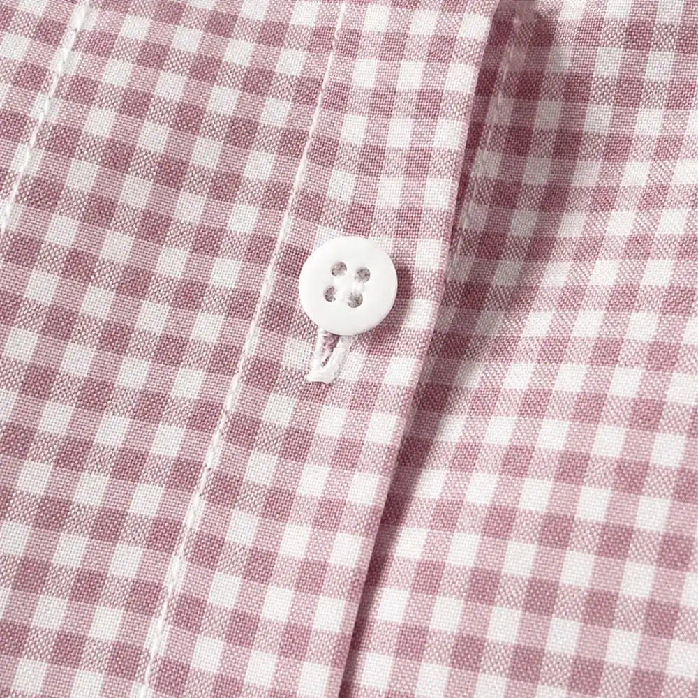 Women's Vintage Plaid Shirt with Button-Front & Relaxed Fit - Button Detail Close Up