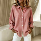 Red Women's Vintage Plaid Shirt with Button-Front & Relaxed Fit