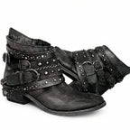 Women's Vintage Boots with Studded Straps & Buckle Detail — Selma