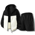 Men's Waterproof Jacket Set with Hooded Windbreaker & Cargo Shorts — Edith