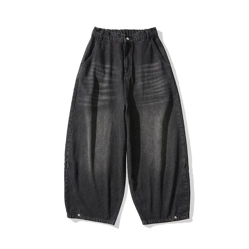 Black Men's Baggy Jeans with Wide-Leg Silhouette & Relaxed Low-Crotch Fit — Edmund - Flat Lay Studio