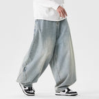 Light Blue Men's Baggy Jeans with Wide-Leg Silhouette & Relaxed Low-Crotch Fit — Edmund