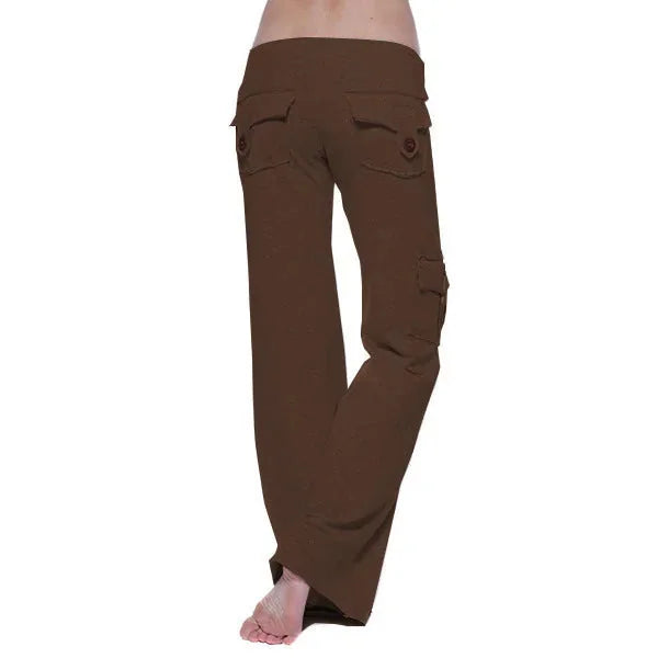 Brown Women's Cargo Pants with Wide-Leg Fit & Relaxed Comfort