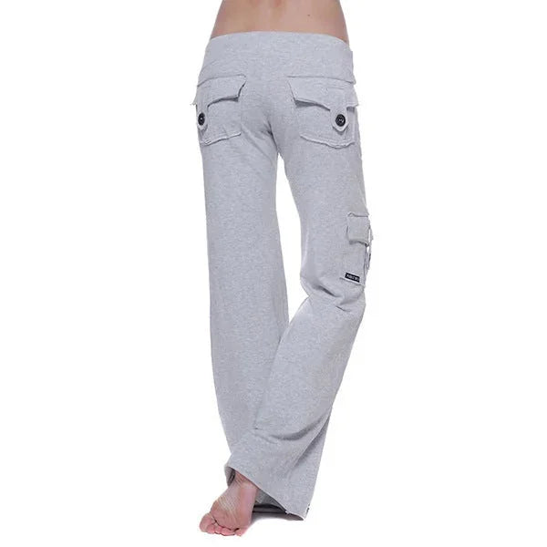 Gray Women's Cargo Pants with Wide-Leg Fit & Relaxed Comfort