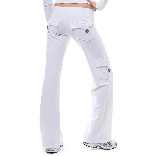 Women's Cargo Pants with Wide-Leg Fit & Relaxed Comfort - Back Pose 2