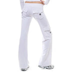White Women's Cargo Pants with Wide-Leg Fit & Relaxed Comfort