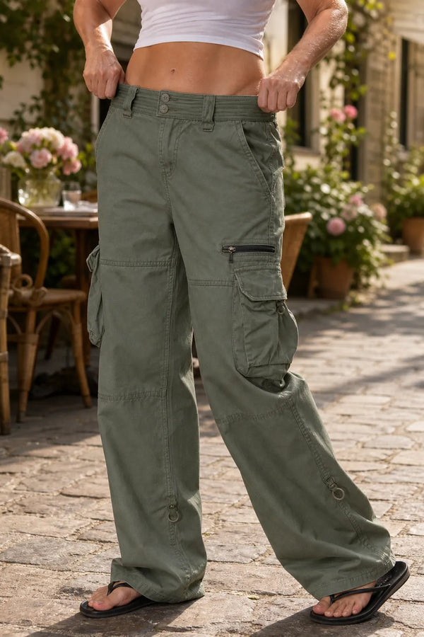 Women's Wide-Leg Cargo Pants with Relaxed Fit & Multiple Pockets — Irina