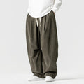 Men's Wide-Leg Corduroy Pants with Drawstring & Pleated Relaxed Fit — Beckett