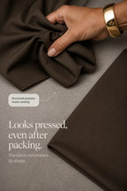 Women's Wide Leg Trousers with High-Waisted Comfort Waistband - Fabric Texture Closeup