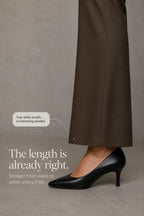 Women's Wide Leg Trousers with High-Waisted Comfort Waistband - Hem Heel Detail