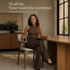 Women's Wide Leg Trousers with High-Waisted Comfort Waistband - Seated Desk Office