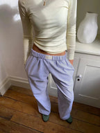 Purple Women's Wide-Leg Lounge Pants with Elastic Waistband & Side Pockets — Zora