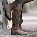 Women's Waterproof Leather Riding Boots with Buckle Strap — Miranda