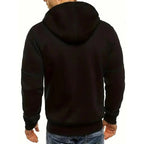 Black Men's Zip-Up Hoodie with Adjustable Hood & Multi-Pocket Design — William - Back Zip